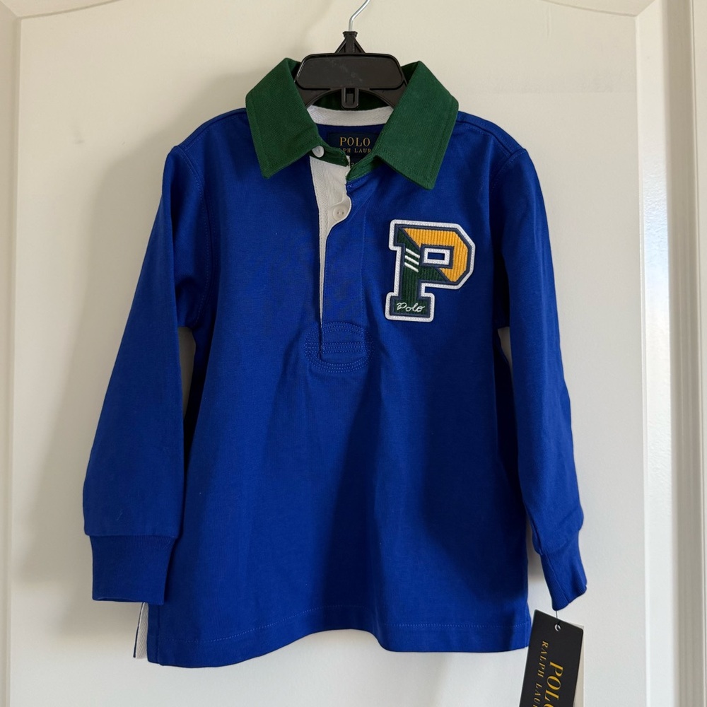 Polo by Ralph Lauren Kids Blue and Green Long Sleeve Polo